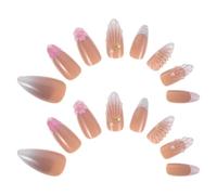 DECOMELODY 24 Piezas Uñas Postizas a Presión de Cobertura Completa Diseño de Flores 3D, 24 Piezas, Gel de Silicona Tipo Gelatina, Efecto Brillante para Manicura Rápida y Uso en Fiestas