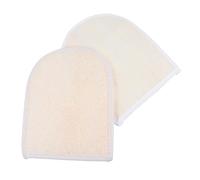 DECOMELODY 2piezas Guantes Exfoliantes De Doble Cara Para Baño Manopla De Lufa Natural Rápida Secado y Transpirable Limpiador Corporal Profundo Para Hombres y Mujeres Pack Color Beige y