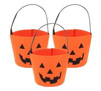 DECOMELODY 3 Bolsas de Fieltro para Dulces de Halloween para Cubo de Calabaza Naranja Reutilizable Bolsa Decorativa Ligera para Pedir Dulces en Fiestas Infantiles