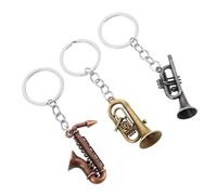 DECOMELODY 3 Llaveros de Metal Vintage en Forma de Saxofón, Colgantes Musicales en 3 Colores Antiguos (azul, Gris y Rojo), Regalos Originales para Amantes Música y Fiestas de Karaoke