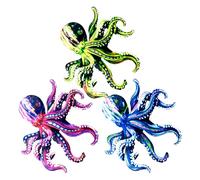 DECOMELODY 3 Piezas de Decoración Metálica para Paredes con Forma de Octópodo Hierro Resistente Acabado Colores Vibrantes Morado Azul y Verde Adornos Colgantes Costeros para Jardín