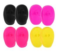DECOMELODY 4 Pares Protectores Auditivos de Silicona Resistentes al Calor para Teñir Cabello, Fundas Impermeables y Flexibles en Negro, Morado, Amarillo y Rosa para Salón y Uso Profesional