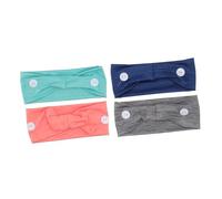 DECOMELODY 4 piezas Diadema Ancha con Botones para Mujer Banda Deportiva Absorbente de Sudor Turbante Elástico Transpirable Protección para Orejas para Yoga Enfermeras y Doctoras