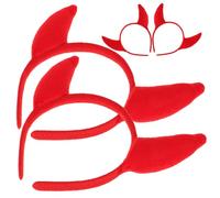 DECOMELODY 4 Piezas Diadema de Cuernos Demoníacos Rojos para Halloween de Accesorios de Disfraz Creativos para Fiesta