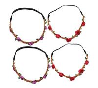 DECOMELODY 4piezas Diadema Floral De Rosa Para Mujeres Coronas De Flores Para Bodas Fiestas y Fotografía Accesorios De Pelo Atractivos y Ligeros