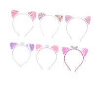 DECOMELODY 6 Diademas Pelo Orejas de Gato de Plástico para Niñas, Cómodas y Decorativas, Ideales para Fiesta de Cumpleaños y Uso Diario
