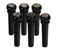 DECOMELODY 6 Piezas Ebony Wood Guitar Bridge Pins With Abalone Inlay Rings For Acoustic Electric Guitars Stable Tuning Sound Enhancement Accessories