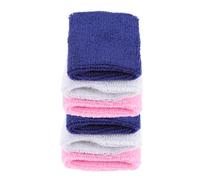 DECOMELODY 6 Piezas Muñequeras Deportivas para Jóvenes Soporte Cómodo y Transpirable Bandas Elásticas para Ejercicio Correr Baloncesto Blanco Rosa Azul