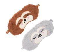 DECOMELODY Antifaz para Dormir de Peluche Suave para Bloqueo Total de Luz Banda Elástica Ajustable Diseño de Mono Gris y Marrón Pack de 2 Adecuado para Viajes y Descanso en Casa