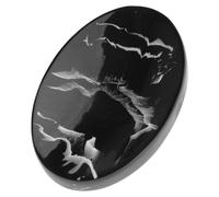 DECOMELODY Bandeja Jabonera de Resina con Diseño de Mármol Negro Soporte Decorativo para Baño y Cocina Drenaje Práctico y Compacto para Organización Pequeños