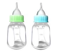 DECOMELODY Biberones para Alimentación de Mascotas con Tetinas Reemplazables Kit para Cachorros y Gatitos Colores Azul y Verde Material Plástico Duradero para Cría de Animales Pequeños