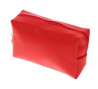 DECOMELODY Bolsa De Maquillaje Portátil Neceser Mini Tamaño Pequeño De Piel PU Roja Costuras Brillantes para Viaje y Organización Cosméticos