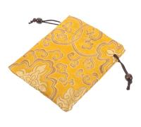 DECOMELODY Bolso Bordado Chino Pequeño de Tela Dorada con Cordón para Mujer Compacto y Práctico para Joyas Monedas y Accesorios Diarios Diseño Elegante para Viajes y Uso Cotidiano