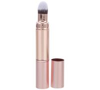 DECOMELODY Brocha de Maquillaje Retráctil de Doble Punta en Color Rosa Dorado Pincel para Polvos Sueltos y Corrector Herramienta Compacta para Difuminar Base y Retoques de Rostro