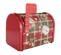 DECOMELODY Caja de Hojalata con Forma de Buzón Navideño Caja Metálica Creativa para y Galletas Accesorio Decorativo para Fiestas y Almacenamiento