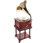 DECOMELODY Caja de Música Gramófono Vintage Mini con Soporte Portátil y Compacta para Decoración de Mesa Melodías Clásicas