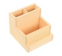 DECOMELODY Caja Organizadora de Madera Doble Capa para Manicura Superficie Lisa y Diseño Minimalista, Estuche para Guardar Pinceles Adecuado para Casa o Escuela