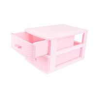DECOMELODY Caja Tipo Cajón Almacenamiento Multicapa Para Maquillaje 2 Niveles Tamaño Mediano Color Rosa Para Mujer Organizador Dormitorio Joyero Cosméticos