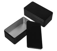 DECOMELODY Cajas de Hojalata Negras 2 Piezas Caja de Almacenamiento Multifuncional con Tapa Hermética Lata Rectangular para Té Dulces de Boda para Dinero Almacenamiento Decorativo para