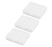 DECOMELODY Cajas Organizadoras Grandes de Plástico 25 Compartimentos para Hilos Gutermann para Máquina de Coser, Paquete de 3 Piezas Tapa Segura para Almacenamiento y Transporte