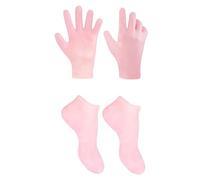 DECOMELODY Calcetines Hidratantes y Exfoliantes para Pies con Guantes Suaves Antidescamación Cuidado de Pies Secos y Callos Rosa