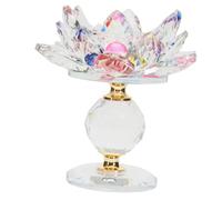 DECOMELODY Candelabro de Cristal Lotus Metalizado Decorativo para Hogar y Budista Portavelas Artesanal con Diseño de Flor de para Mesa y Escritorio