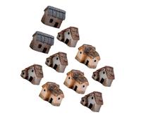 DECOMELODY Casa Miniatura de Resina 10 Piezas para Manualidades Infantiles, Tamaño Pequeño, Decoración Micropaisaje de Escritorio, Accesorio para Jardín en Miniatura, Set Varios Estilos
