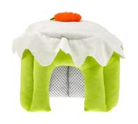 DECOMELODY Casita para Cobayas M Verde Nido Semicerrado de Felpa Suave para Mascotas Pequeñas Cama Térmica Lavable para Invierno Saco de Dormir Cálido para Conejos Erizos y Gatos de