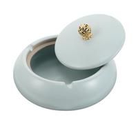 DECOMELODY Cenicero de con Tapa Resistente al Viento Portátil y Compacto para Decoración Exterior Hogar Oficina y Porche Recogedor de Cenizas Elegante y Fácil de Limpiar