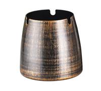 DECOMELODY Cenicero Metálico Retro Compacto de Diseño Creativo para Hogar Restaurante y Bar Cenicero de Metal Pulido Resistente y Decorativo Antiguo Mediano para Interiores y Colección