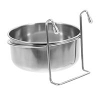 DECOMELODY Comedero Colgante para Perros y Gatos Tazón Inoxidable Resistente y Duradero con Soporte para Jaula Fácil de Instalar Accesorio Práctico para Alimentación Higiénica