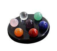 DECOMELODY Conjunto de 7 Piedras de Chakra Bola Negra y Plato de Aperitivo de Estrellas para Relajación sin Estrés y Feng Shui