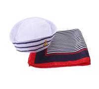 DECOMELODY Conjunto Gorra y Bufanda Náutica Unisex para Disfraz Marinero Adulto con Diseño Clásico Azul y Blanco Accesorio para Fiesta y Cosplay Náutico