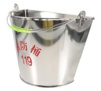 DECOMELODY Cubo Metálico de Acero Inoxidable Semi-Circular para Emergencia con Asa Resistente Corrosión Reutilizable para Almacenamiento de Arena y Agua para Extintores y Estaciones de