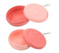 DECOMELODY Cuencos de Viaje para Perros Pequeños 2 Piezas, Comedero y Bebedero Portátil para Mascotas, Tamaño S 12x10 Cm, Plástico Resistente en Color Rosa y Rosa Claro, Adecuado para