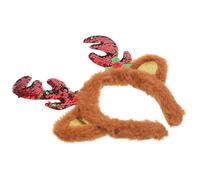 DECOMELODY Diadema de Astas Navideñas de Felpa Linda Diadema de Astas de Reno para Fiestas Navideñas Accesorio Acogedor para Disfraces de Invierno para Adultos