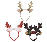 DECOMELODY Diadema de Astas Navideñas Luminosas 3 Piezas Aro Pelo Elástico Tamaño Único Accesorio Ligero y Reutilizable para Fiestas y Celebraciones de Navidad Color Color Aleatorio