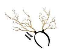 DECOMELODY Diadema de Cuernos Simulados de Rama Dorada Accesorio de Pelo para Niñas Decoración de Fiesta y Disfraz Navideño Ligera y Resistente para Fotografías Temáticos
