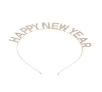 DECOMELODY Diadema de Fiesta con Letras Brillantes Happy Year Accesorio Chic para Decoración de Cabello Banda y Elegante para Celebración de Año