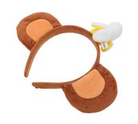 DECOMELODY Diadema de Orejas de Mono de Felpa Gruesa con Plátano Divertido, Accesorio Cabello de Fiesta, Diadema de Cosplay Animal para Halloween, Navidad y Sesiones de Fotos