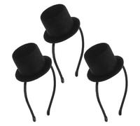 DECOMELODY Diadema Mini Sombrero de Copa Negro 3 Piezas para Fiestas Accesorios Vintage Años 20 Tocado Ligero para Disfraces de Halloween y Celebraciones Temáticas