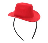 DECOMELODY Diadema Mini Sombrero de Vaquera Rojo, Accesorio Cabello Femenino, Banda para Fiesta Temática Occidental, Tocado Retro para Eventos y Cosplay, Sombrero Pequeño para Celebraciones