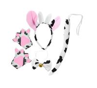 DECOMELODY Disfraz de Vaca con Diadema Orejas Pajarita y para Cosplay y Fiestas Accesorios de Animal para Carnaval Halloween y Actuaciones
