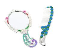 DECOMELODY Espejo De Maquillaje Con Peine Espejo De Mano Portátil Para Mujer Decorativo De Viaje Para Uso Exteriores