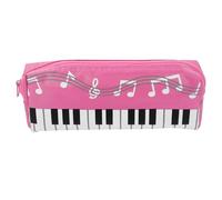 DECOMELODY Estuche Bolígrafo Teclado Piano Diseño Divertido Bolsa Lápices Lona Color Rosa Espaciosa Portátil