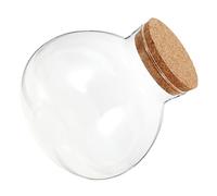DECOMELODY Frasco de Vidrio Ecológico Redondo con Tapa de Corcho para Micro Paisajes Terrarios y Plantas Suculentas Bote Decorativo Compacto para Escritorio y Hogar