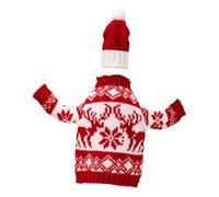 DECOMELODY Funda para Botella de Vino Diseño de Sombrero Navideño Rojo de Reno Tejido de Punto 1 Unidad Decoración para Fiestas y Cenas Navideñas Accesorio Festivo para Hogar y