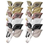 DECOMELODY Ganchos Rústicos de Hierro Fundido Forma de Hoja 6 Pares en 6 Colores Perchero de Pared para Colgar Abrigos Bolsos y Toallas Adecuado para Dormitorio y Recibidor