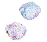 DECOMELODY Gorros De Ducha Impermeables Para Niños 2 Piezas Tamaño Infantil Doble Capa Pe y Satén Uso Baño y Dormir Unisex Diseño Unicornio y Delfín Suave Transpirable