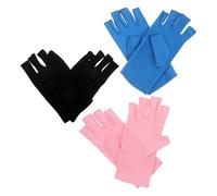 DECOMELODY Guantes UV para Manicura sin Dedos 3 Pares Medio Dedo Protección Anti-Uv para Lámpara de Gel Colores Rosa Azul Negro Accesorios Profesionales para Uñas de Gel